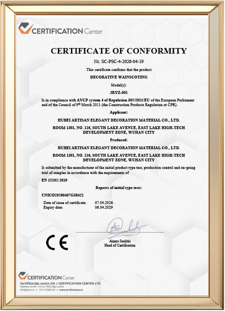 interior wall systems certificates