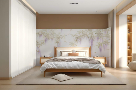 HAEDM Silk Fabric Simple Bedroom Headboard Wall
