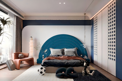 HAEDM Curved Arch Color Blocking Bed back panel