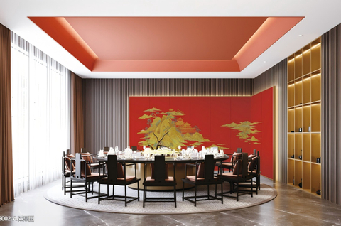 HAEDM Dining Space Silk Fabric Wall Treatment
